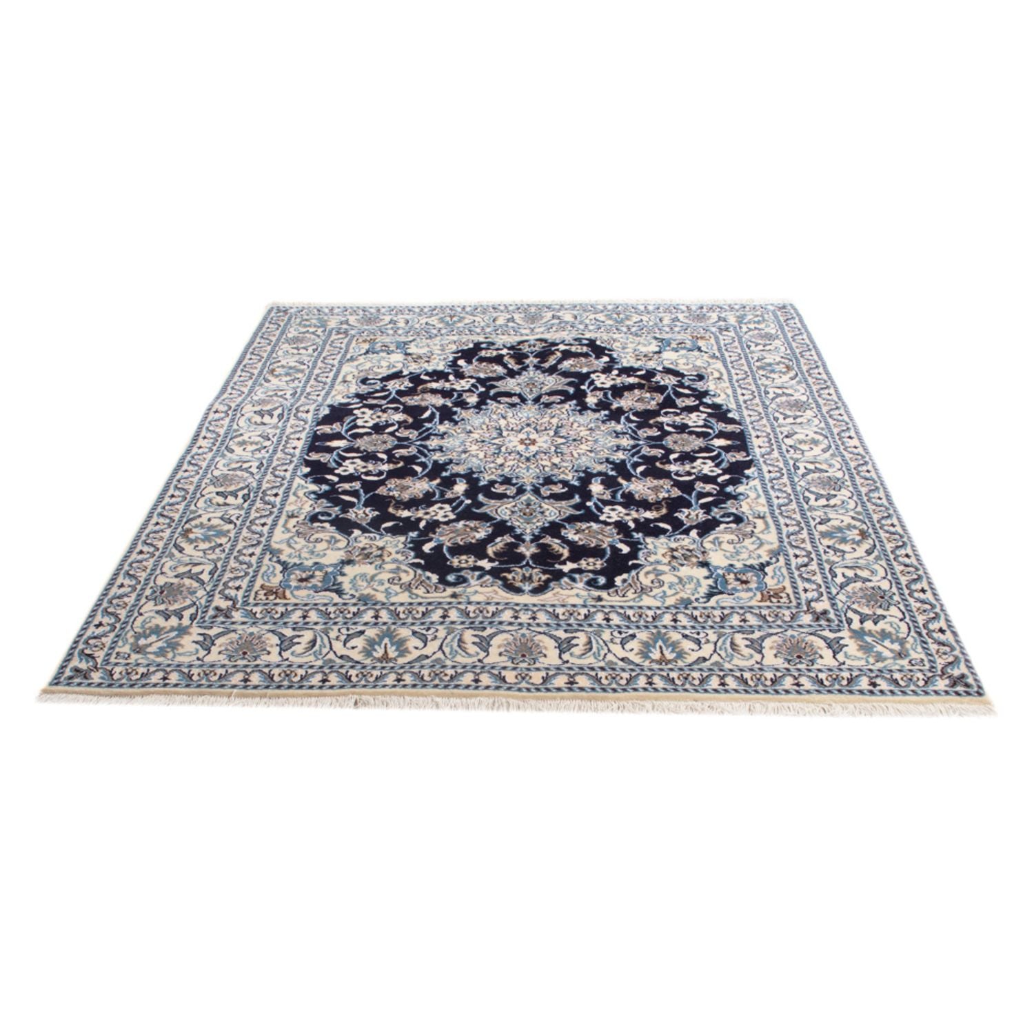 Alfombra Persa - Nain - Real - 198 x 147 cm - azul oscuro