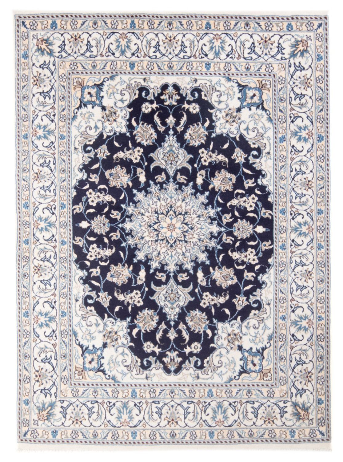 Alfombra Persa - Nain - Real - 200 x 145 cm - azul oscuro