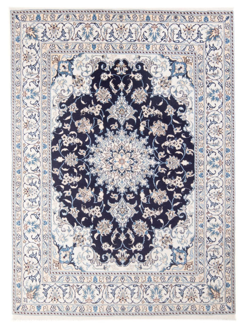 Alfombra Persa - Nain - Real - 200 x 145 cm - azul oscuro
