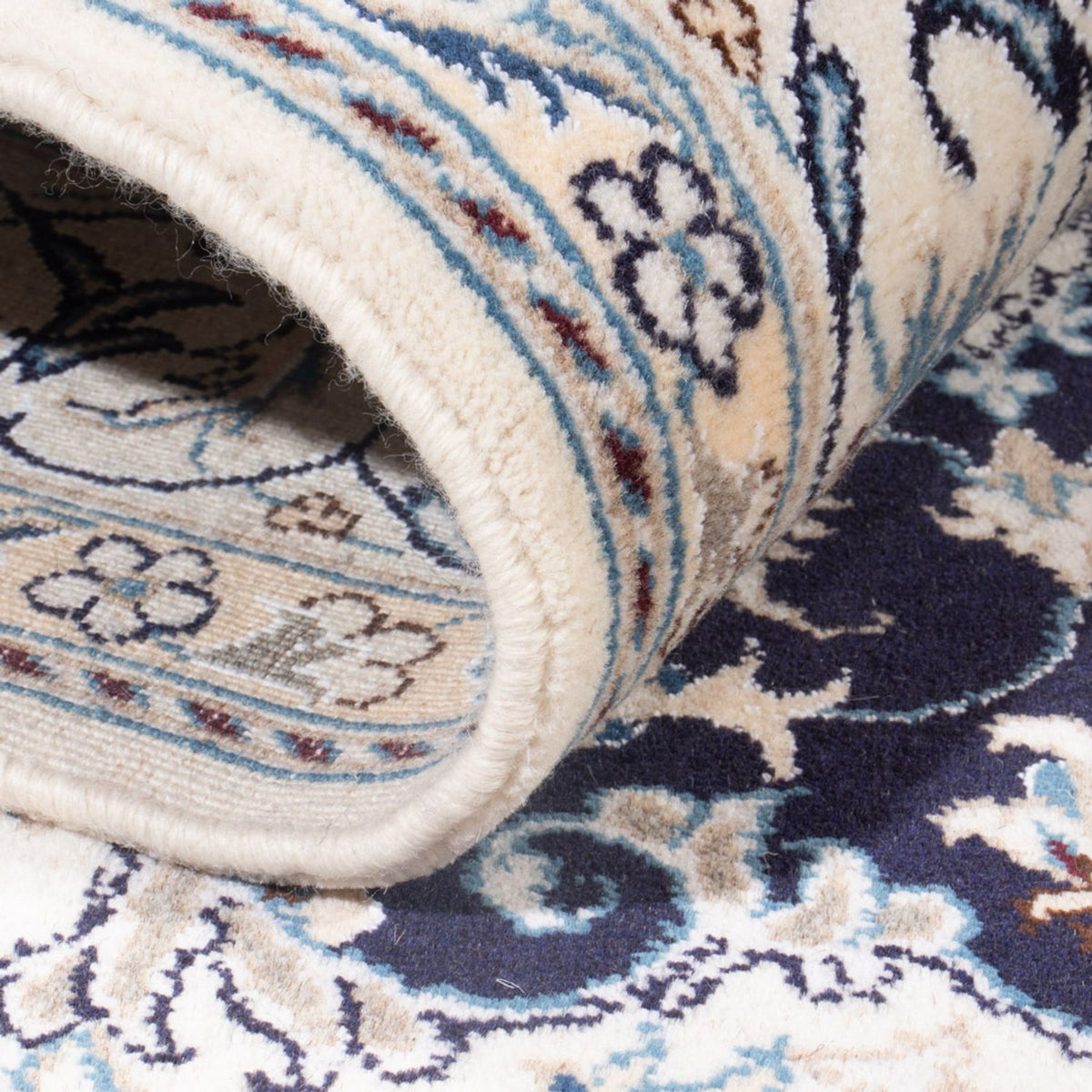 Alfombra Persa - Nain - Real - 200 x 145 cm - azul oscuro