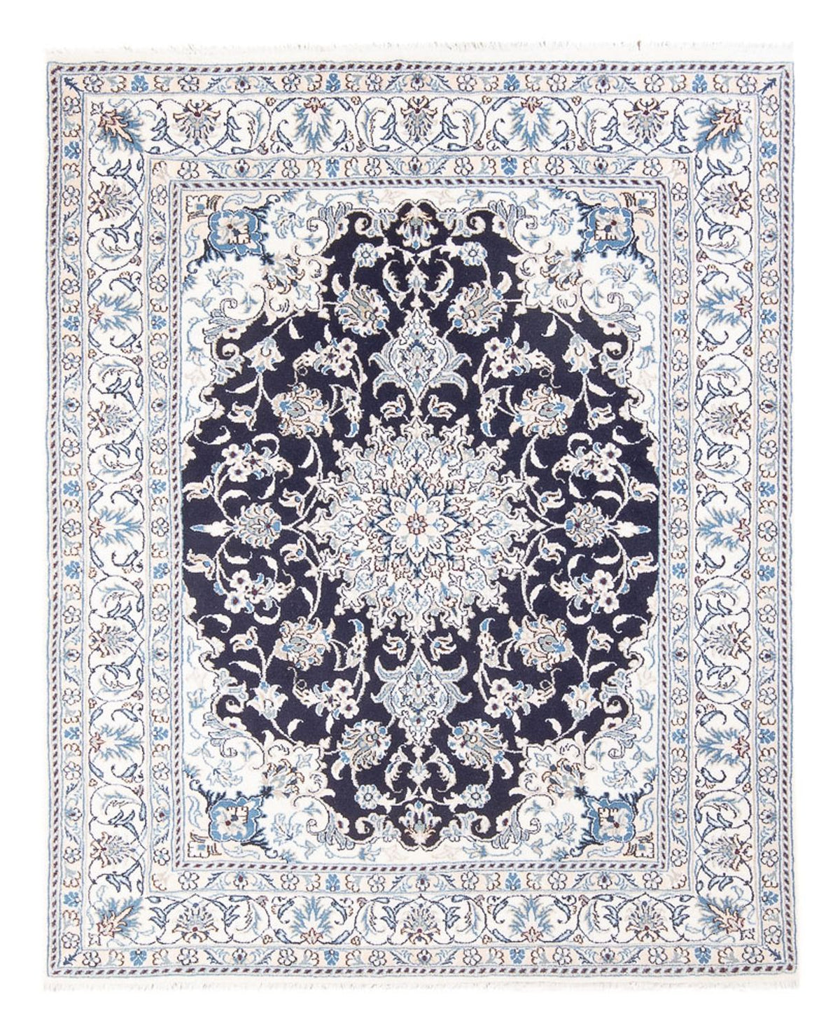 Alfombra Persa - Nain - Real - 190 x 149 cm - azul oscuro