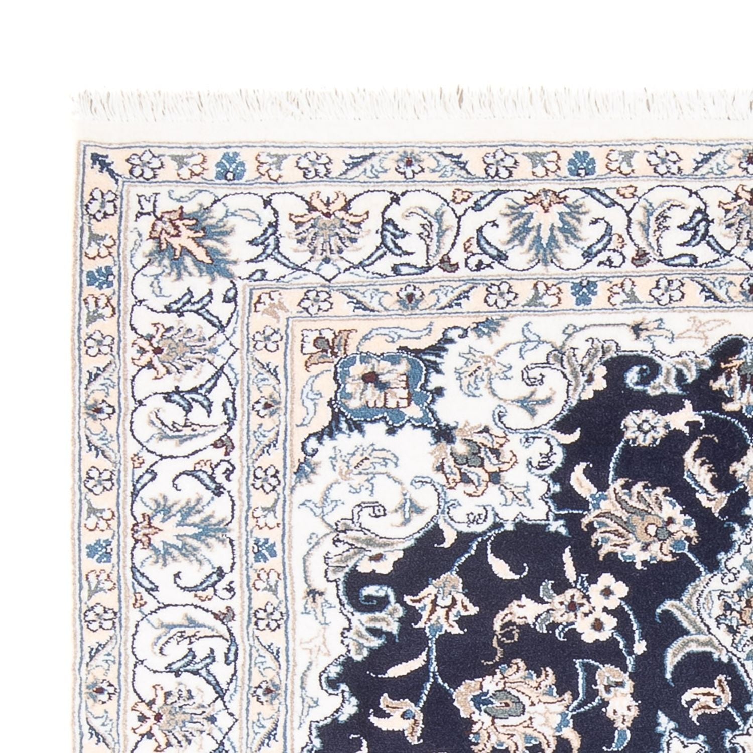 Alfombra Persa - Nain - Real - 194 x 145 cm - azul oscuro