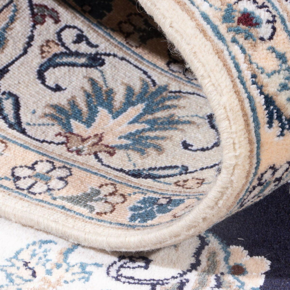 Alfombra Persa - Nain - Real - 194 x 145 cm - azul oscuro