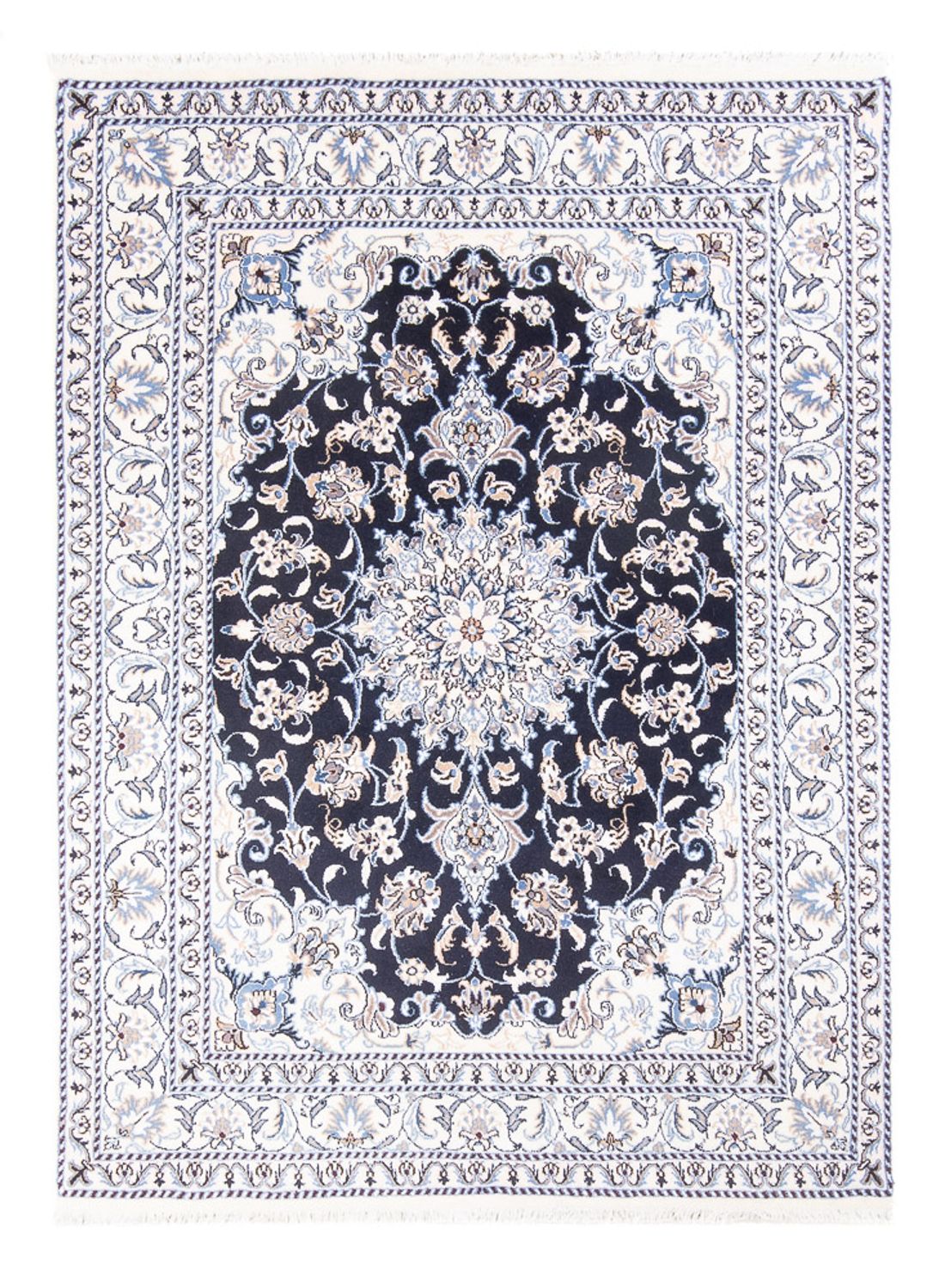 Alfombra Persa - Nain - Real - 207 x 145 cm - azul oscuro