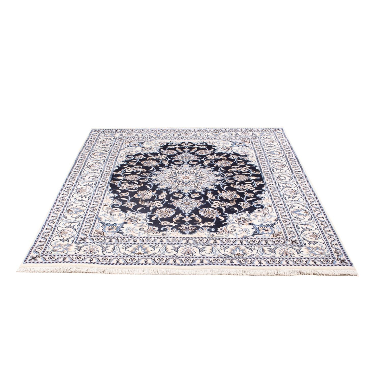 Alfombra Persa - Nain - Real - 207 x 145 cm - azul oscuro