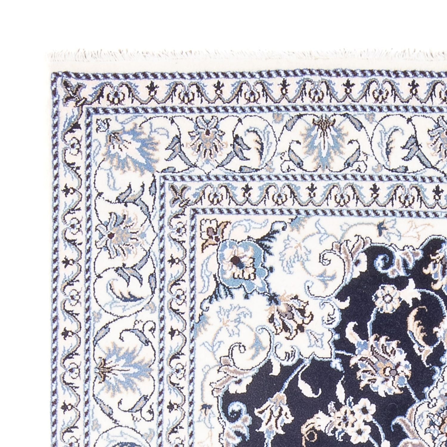 Alfombra Persa - Nain - Real - 208 x 144 cm - azul oscuro
