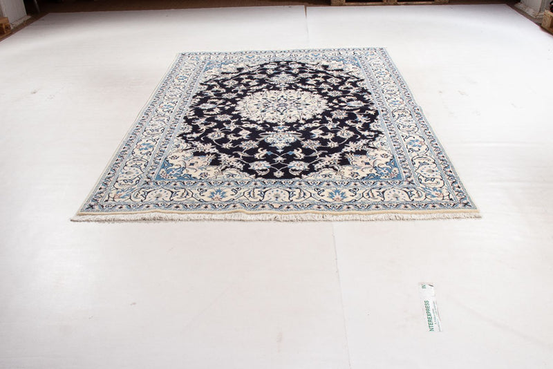 Alfombra persa - Nain - 231 x 163 cm - azul oscuro