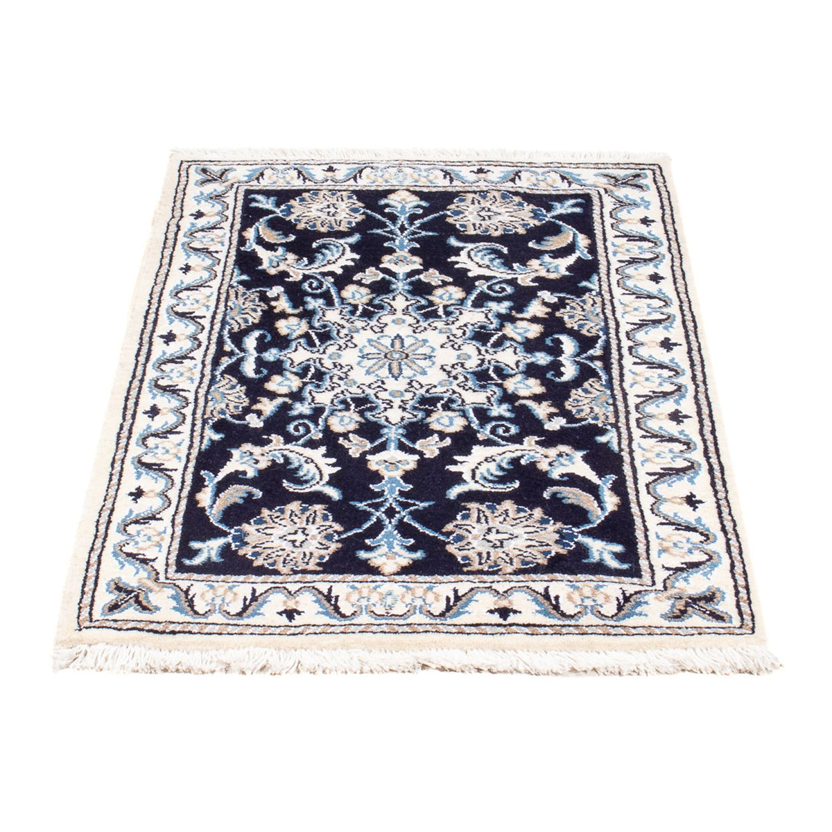 Alfombra Persa - Nain - Real - 90 x 60 cm - azul oscuro