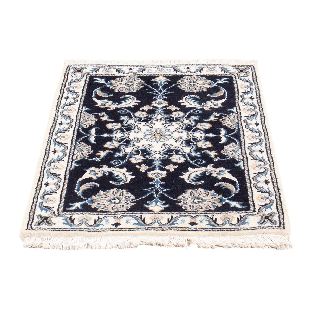 Alfombra Persa - Nain - Real - 90 x 60 cm - azul oscuro