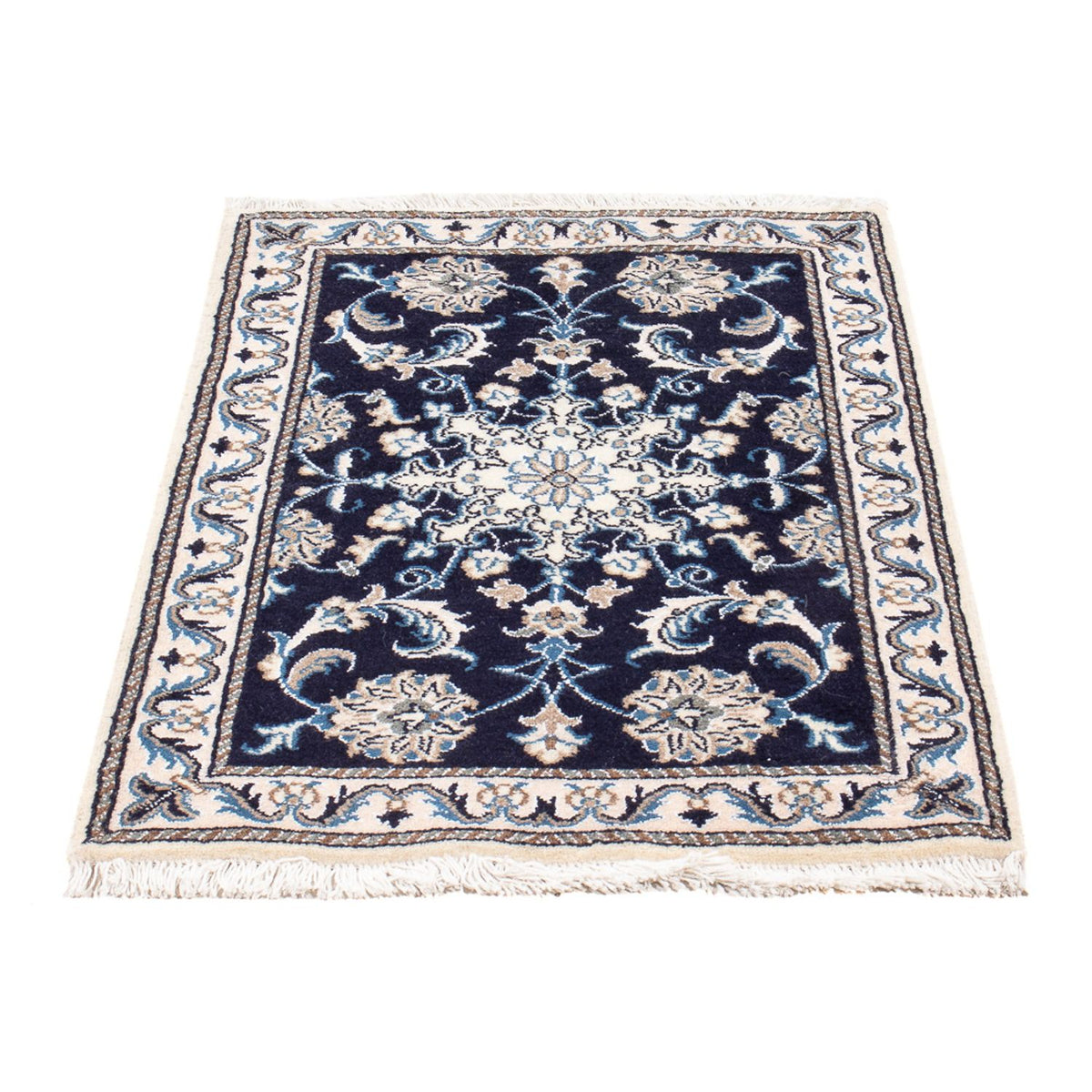 Alfombra Persa - Nain - Real - 90 x 60 cm - azul oscuro
