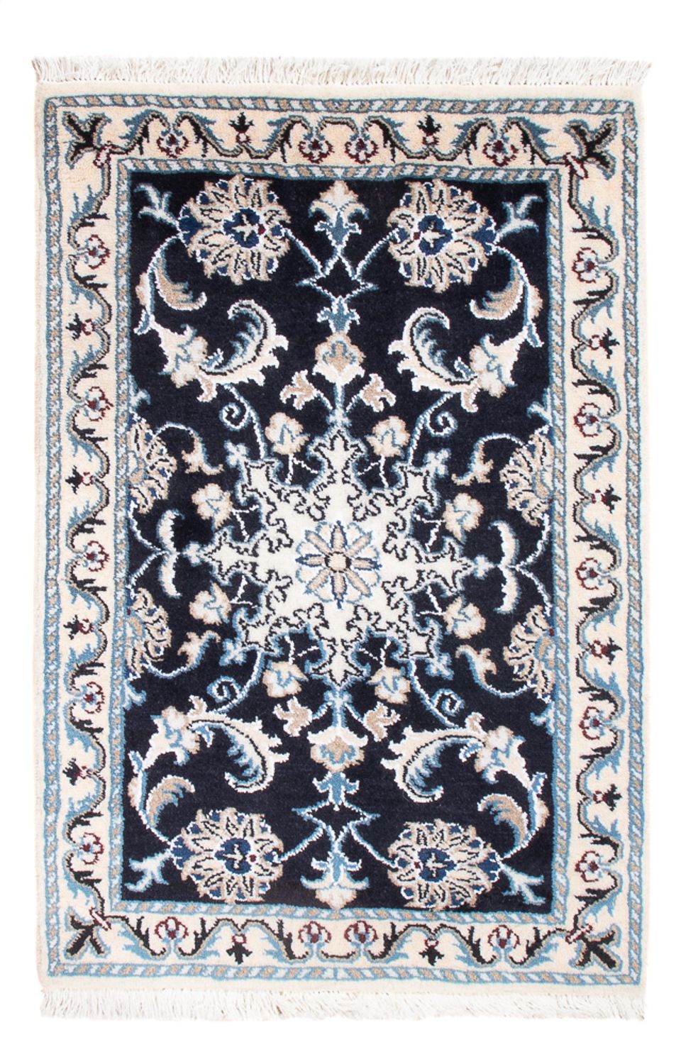 Alfombra Persa - Nain - Real - 90 x 60 cm - azul oscuro