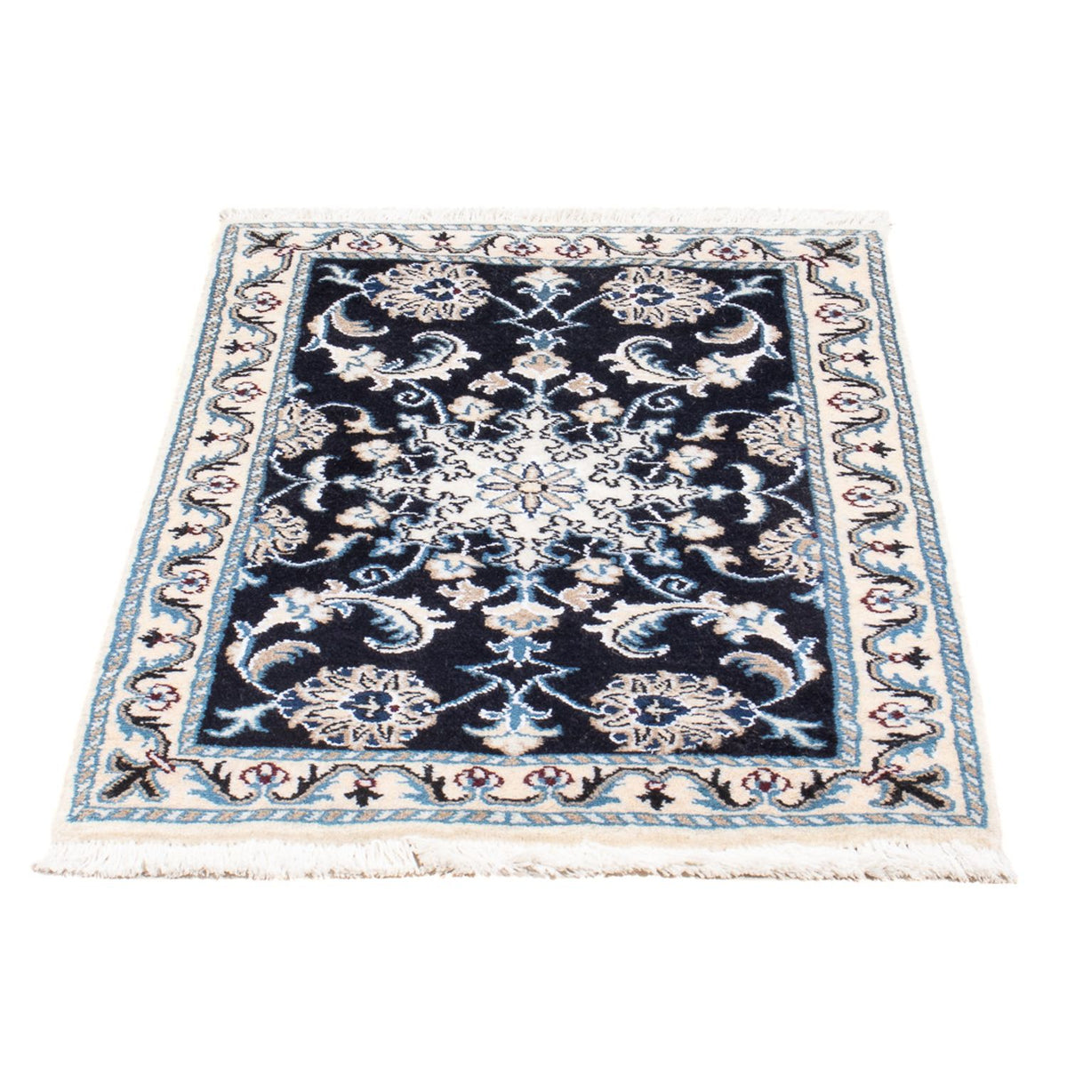 Alfombra Persa - Nain - Real - 90 x 60 cm - azul oscuro