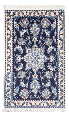 Alfombra Persa - Nain - Real - 90 x 60 cm - azul oscuro
