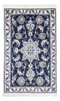 Alfombra Persa - Nain - Real - 90 x 60 cm - azul oscuro