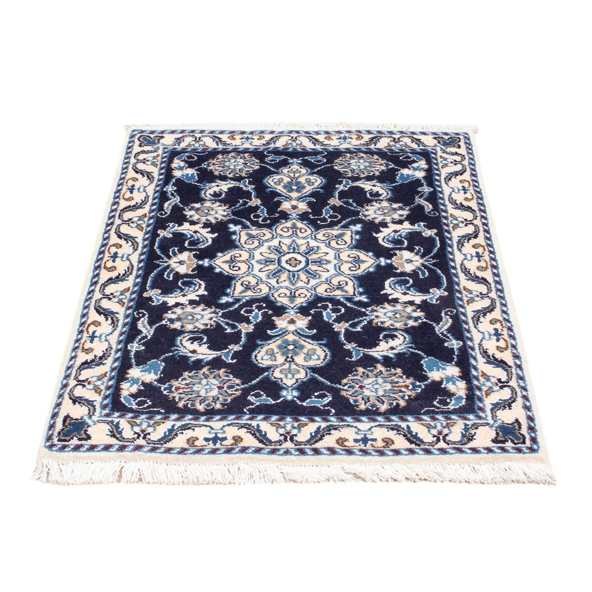 Alfombra Persa - Nain - Real - 90 x 60 cm - azul oscuro