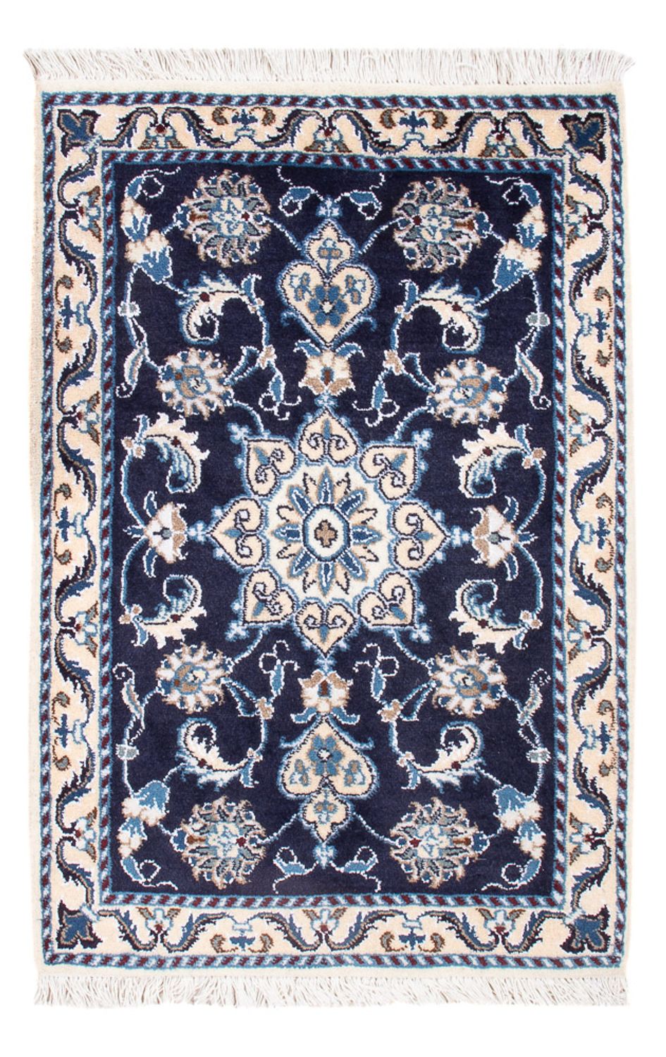 Alfombra Persa - Nain - Real - 90 x 60 cm - azul oscuro