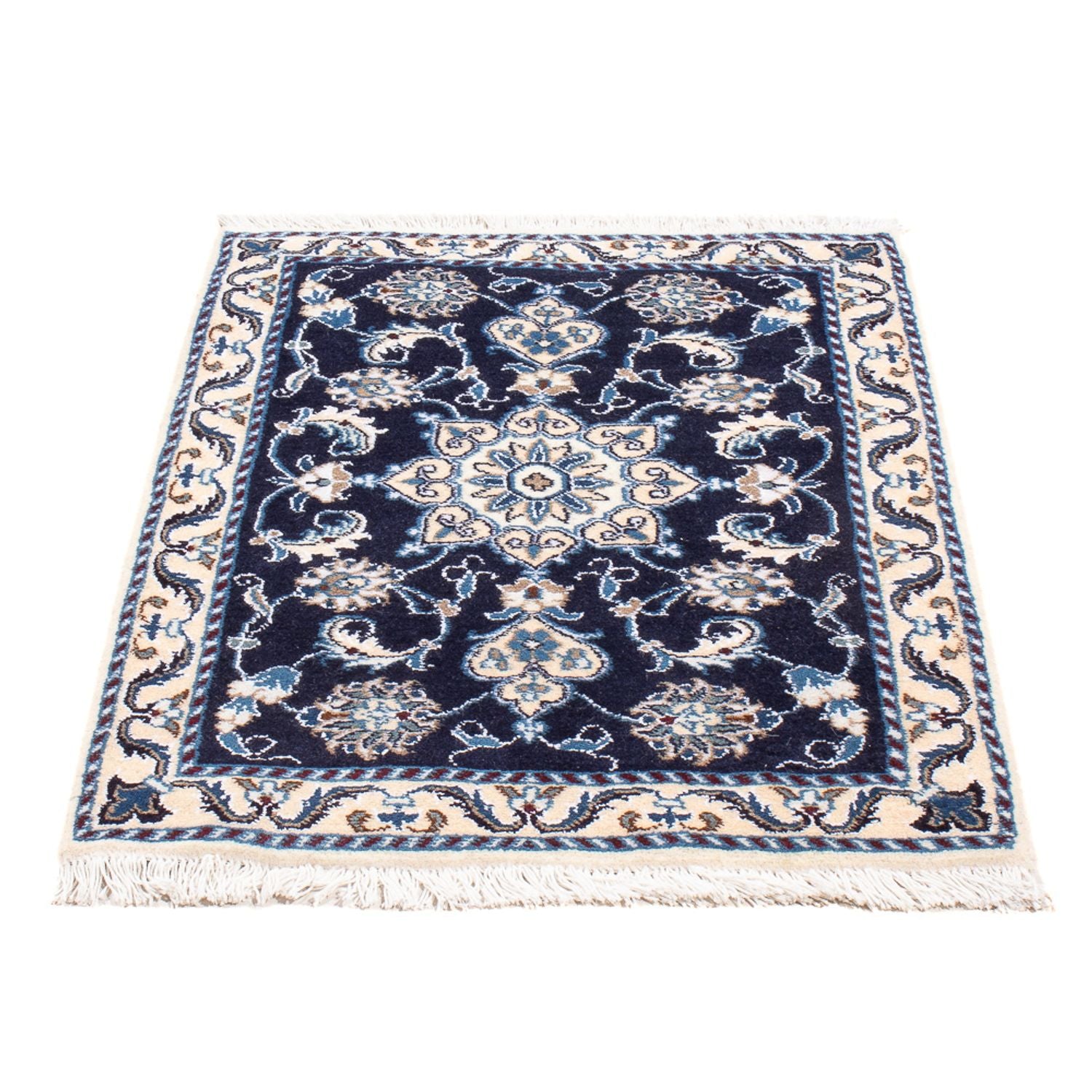 Alfombra Persa - Nain - Real - 90 x 60 cm - azul oscuro