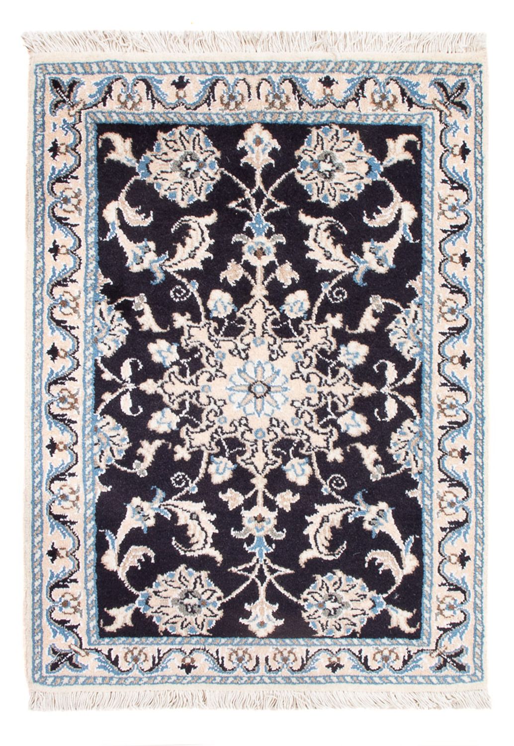 Alfombra Persa - Nain - Real - 90 x 60 cm - azul oscuro