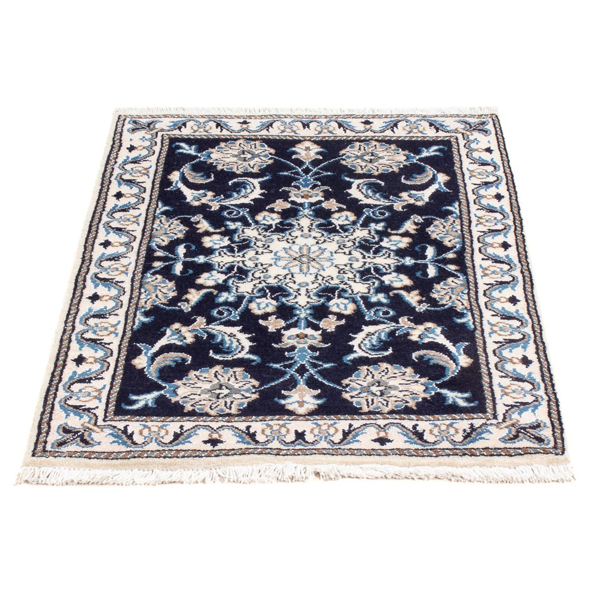 Alfombra Persa - Nain - Real - 90 x 60 cm - azul oscuro