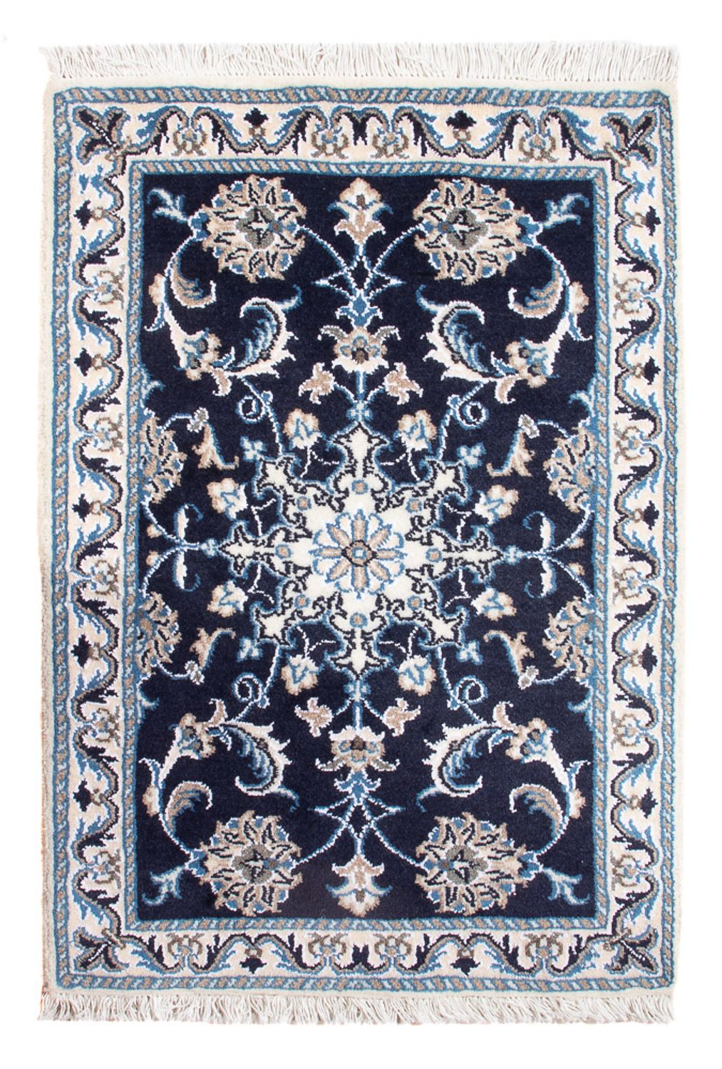 Alfombra Persa - Nain - Real - 90 x 60 cm - azul oscuro