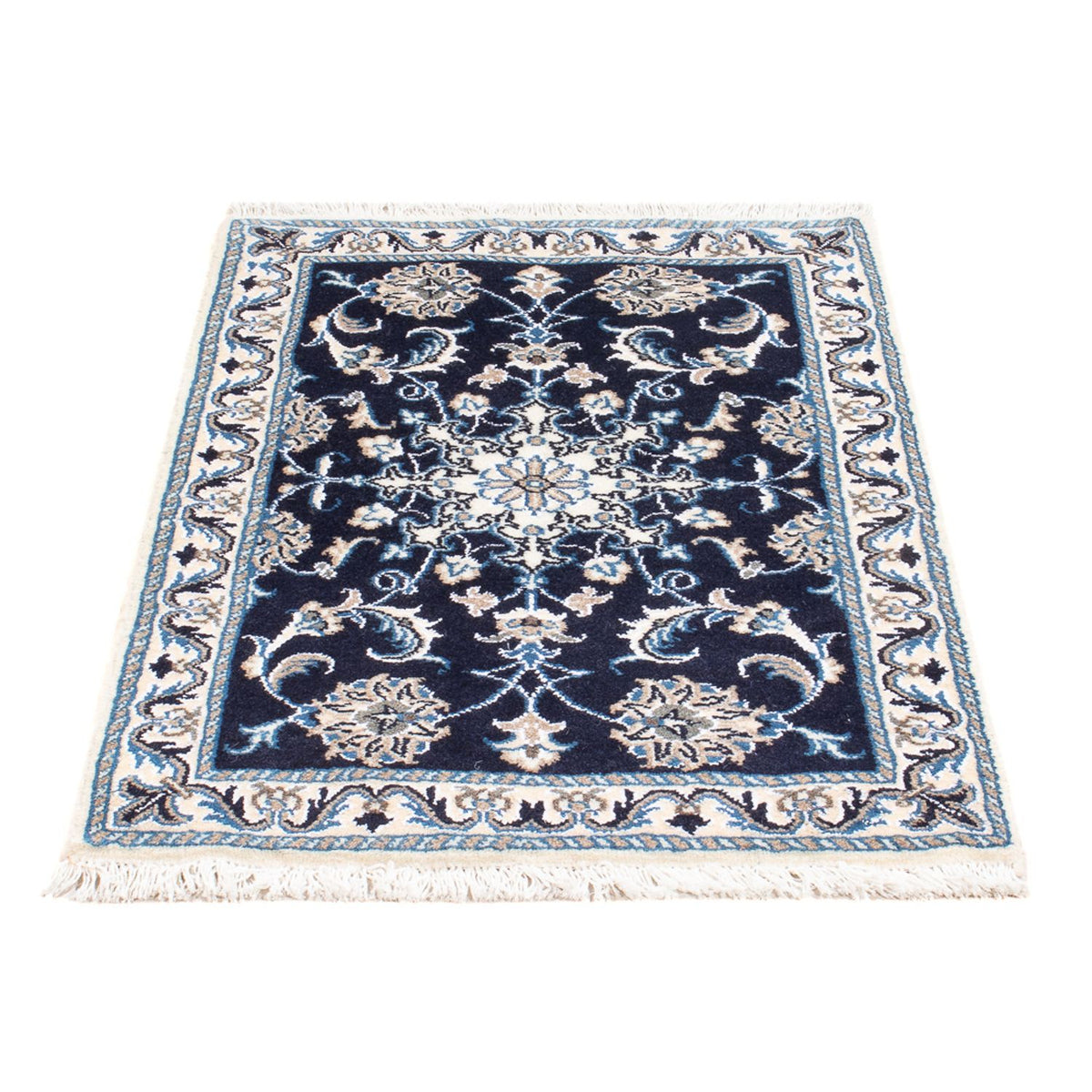 Alfombra Persa - Nain - Real - 90 x 60 cm - azul oscuro