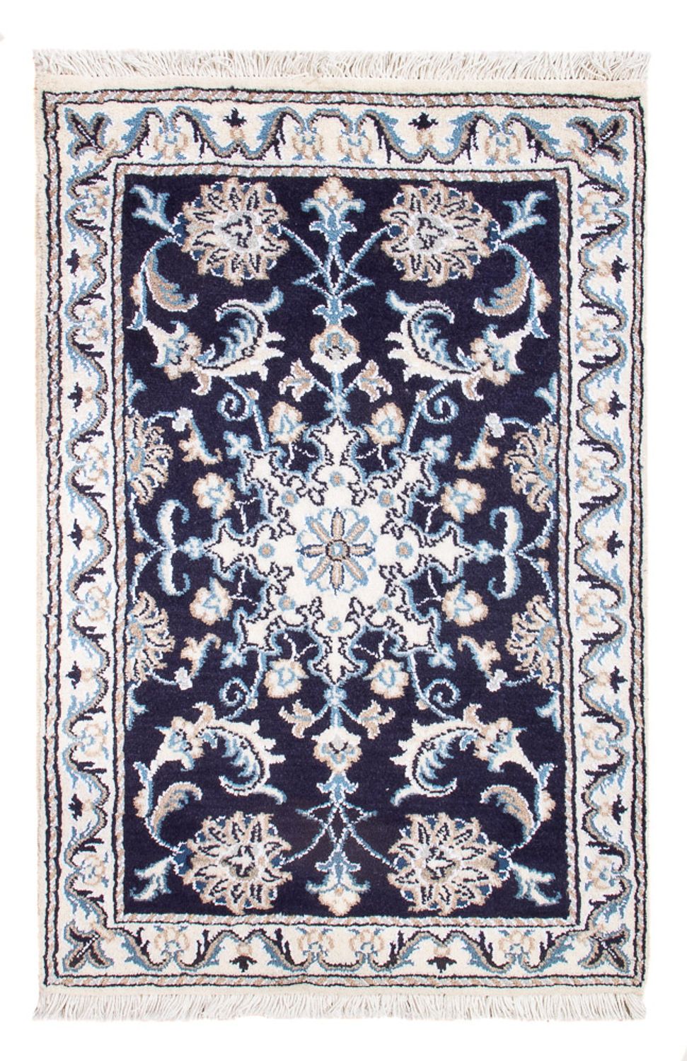 Alfombra Persa - Nain - Real - 90 x 60 cm - azul oscuro