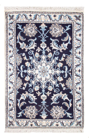 Alfombra Persa - Nain - Real - 90 x 60 cm - azul oscuro