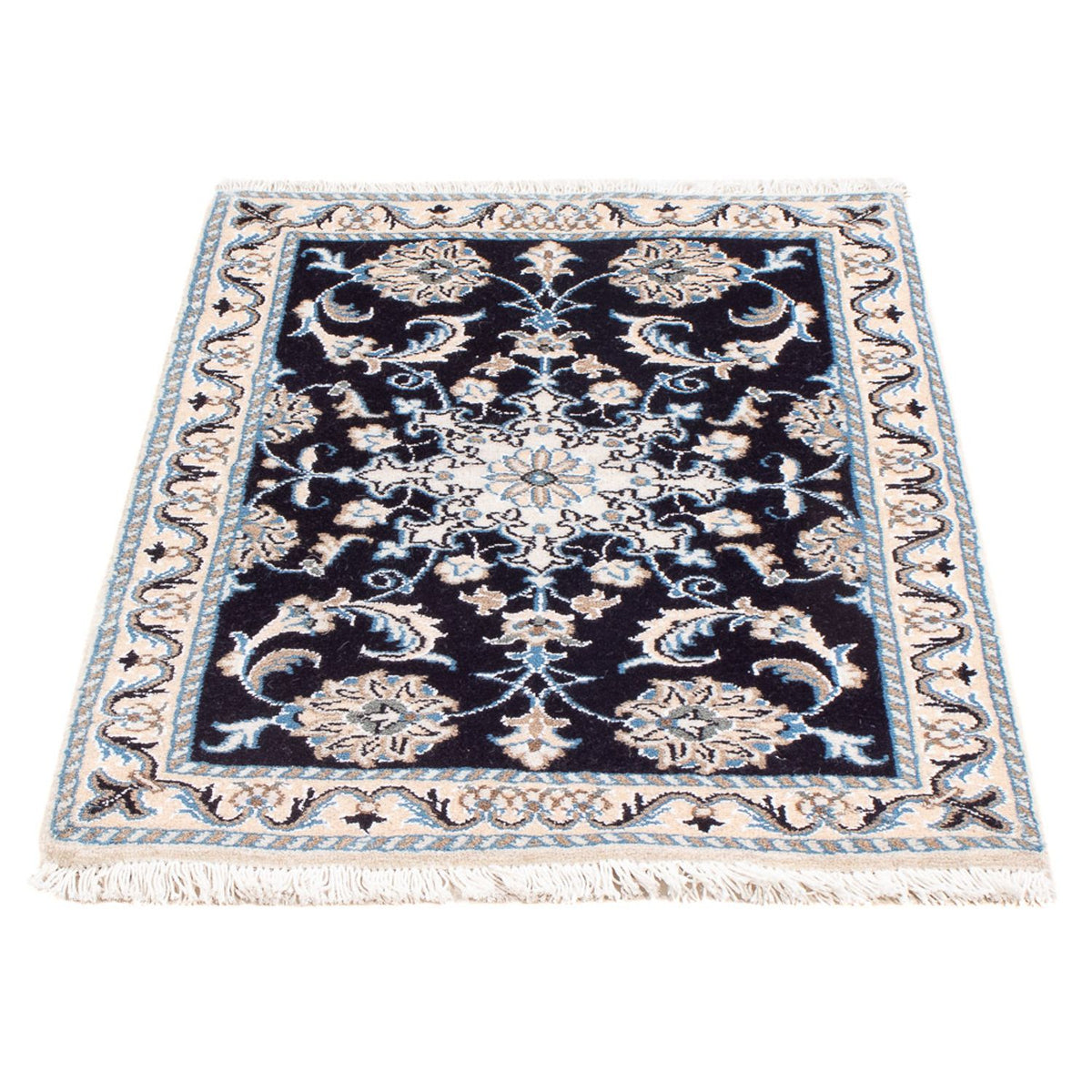 Alfombra Persa - Nain - Real - 90 x 60 cm - azul oscuro