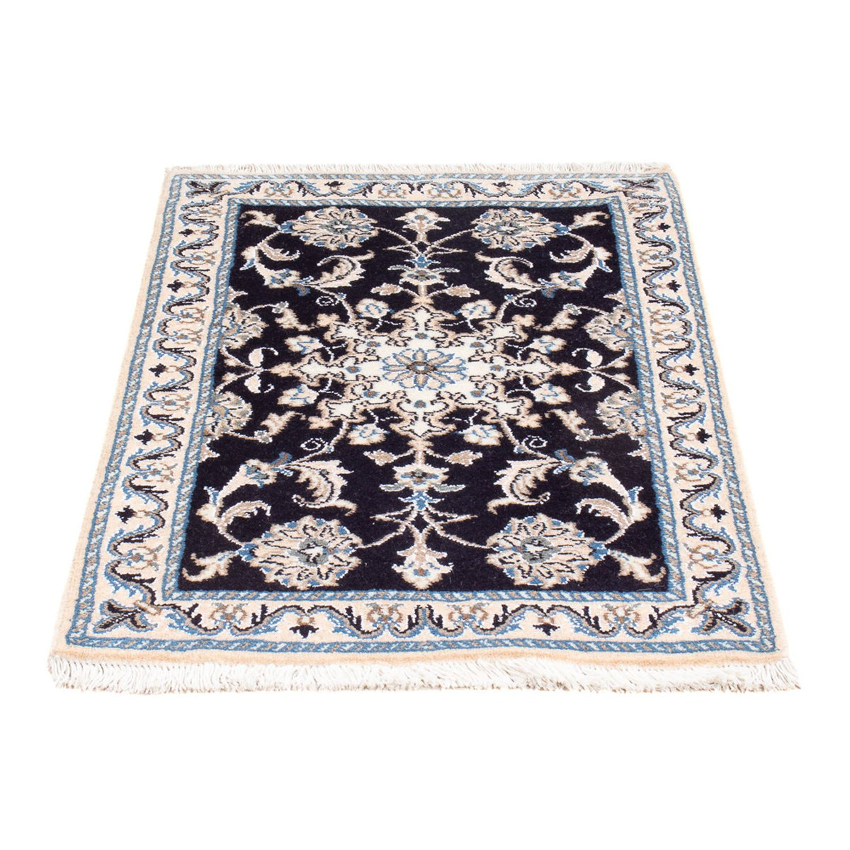 Alfombra Persa - Nain - Real - 90 x 60 cm - azul oscuro