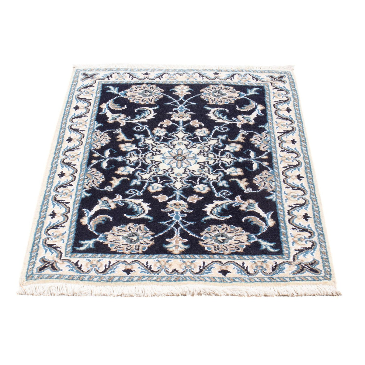 Alfombra Persa - Nain - Real - 90 x 60 cm - azul oscuro