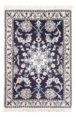 Alfombra Persa - Nain - Real - 90 x 60 cm - azul oscuro