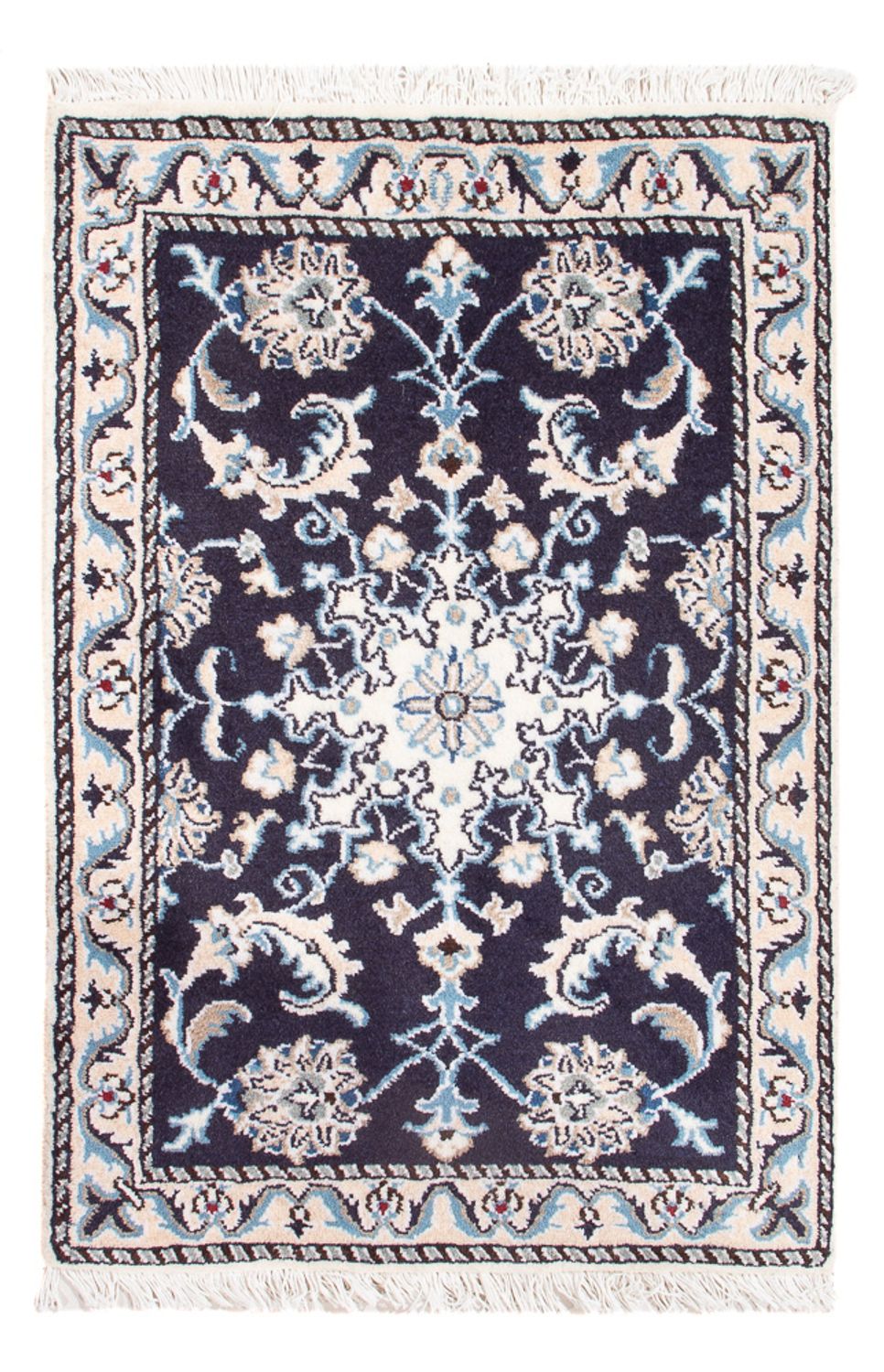 Alfombra Persa - Nain - Real - 90 x 60 cm - azul oscuro