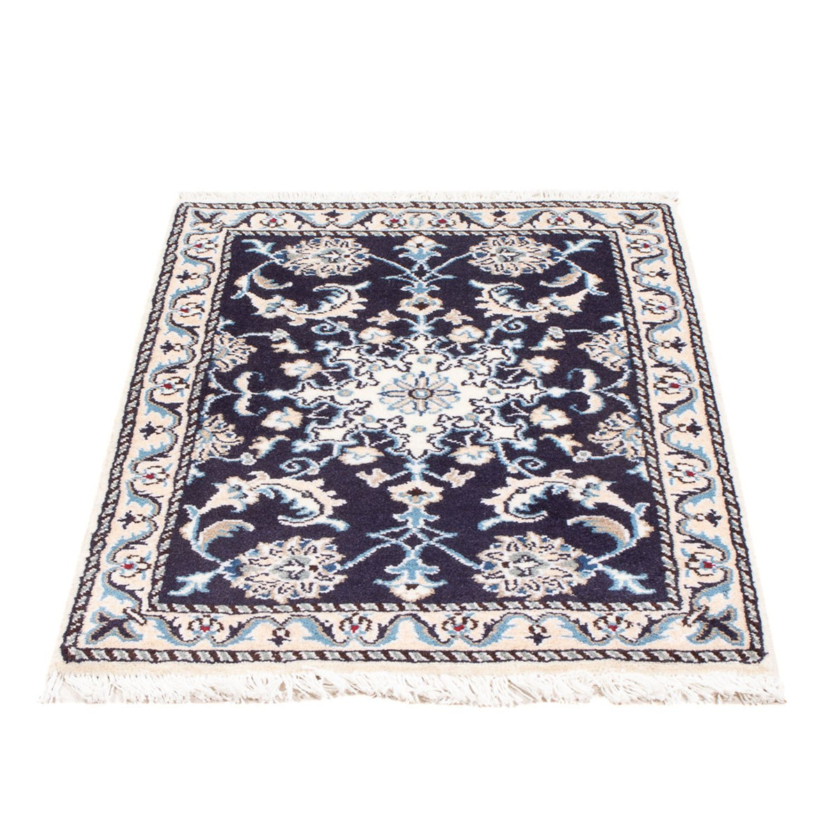 Alfombra Persa - Nain - Real - 90 x 60 cm - azul oscuro