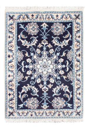 Alfombra Persa - Nain - Real - 90 x 60 cm - azul oscuro