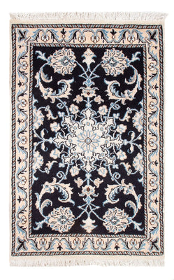 Alfombra Persa - Nain - Real - 90 x 60 cm - azul oscuro