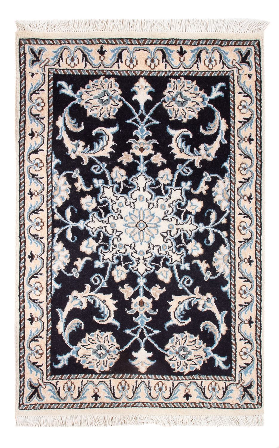 Alfombra Persa - Nain - Real - 90 x 60 cm - azul oscuro