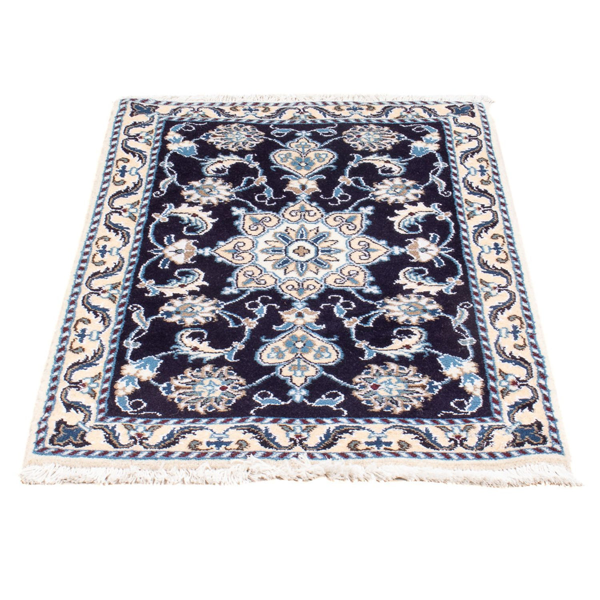 Alfombra Persa - Nain - Real - 90 x 60 cm - azul oscuro