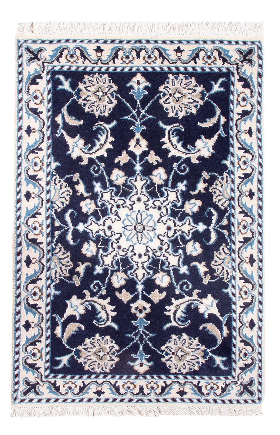 Alfombra Persa - Nain - Real - 90 x 60 cm - azul oscuro
