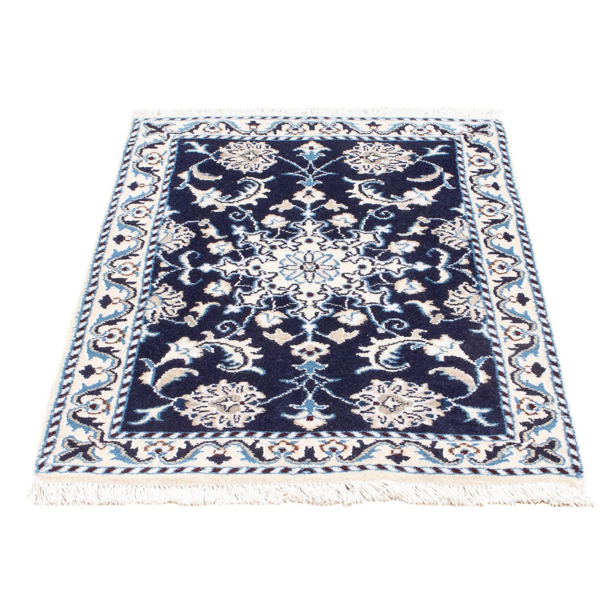 Alfombra Persa - Nain - Real - 90 x 60 cm - azul oscuro