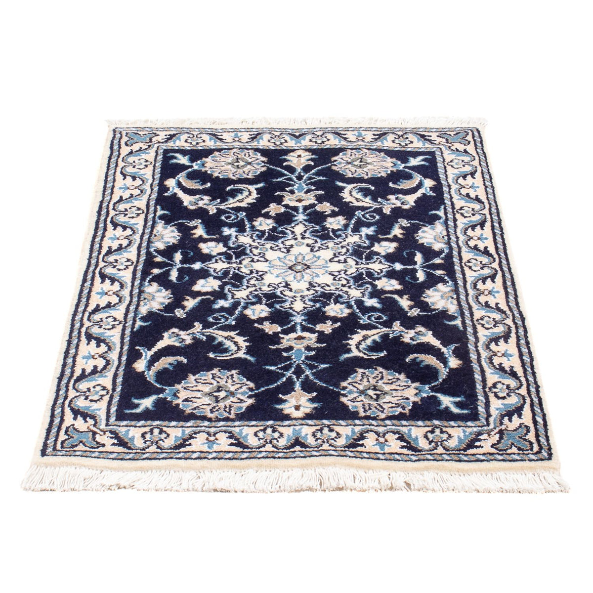 Alfombra Persa - Nain - Real - 90 x 60 cm - azul oscuro