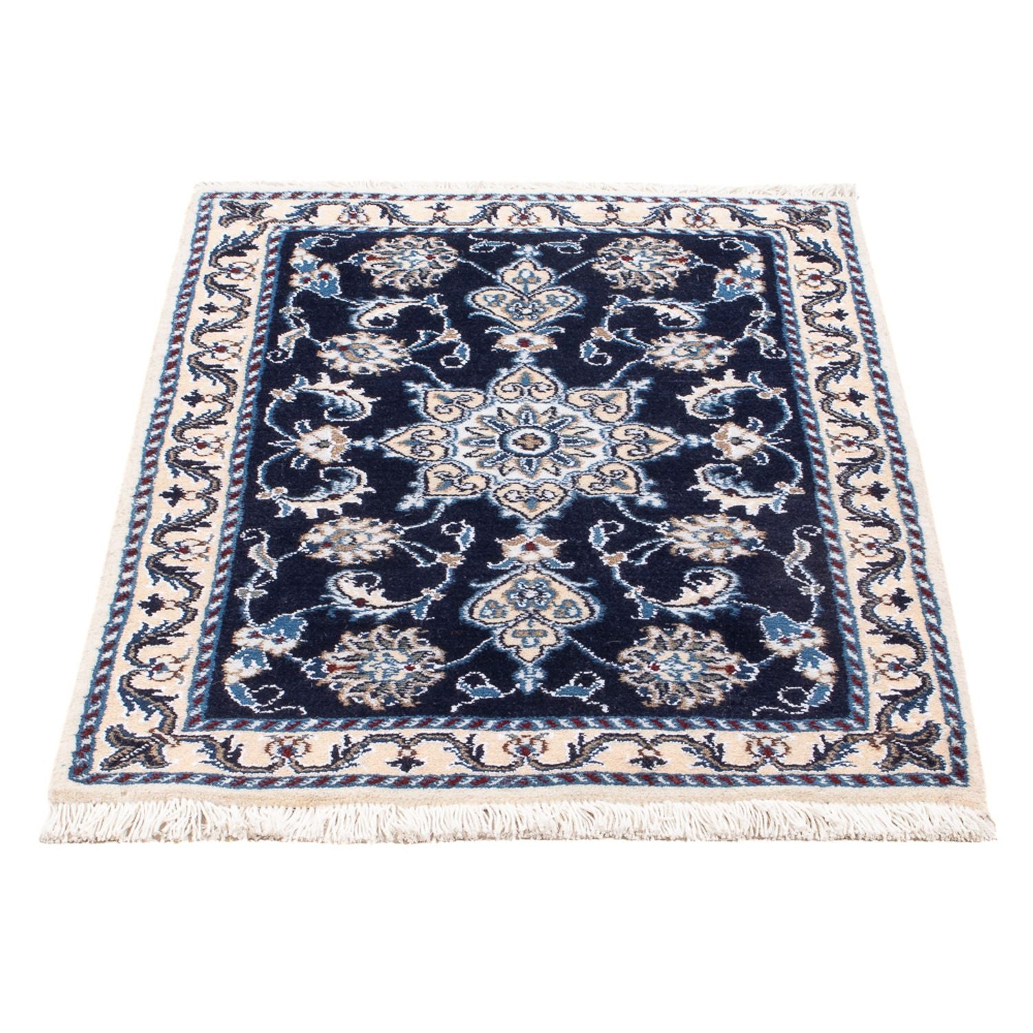 Alfombra Persa - Nain - Real - 90 x 60 cm - azul oscuro