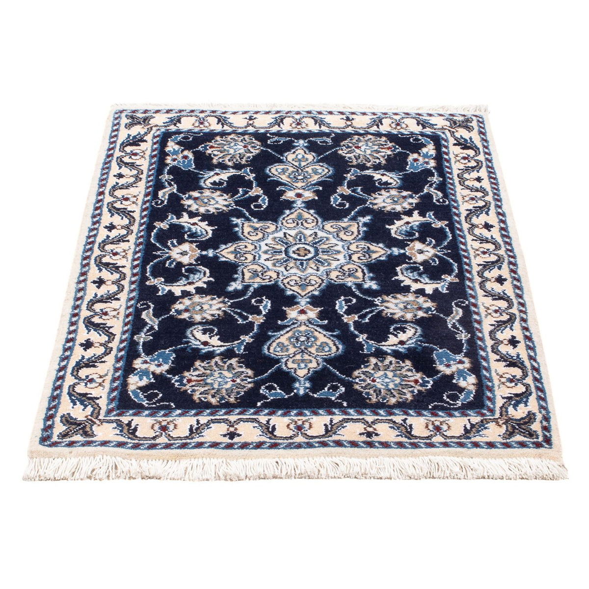 Alfombra Persa - Nain - Real - 90 x 60 cm - azul oscuro
