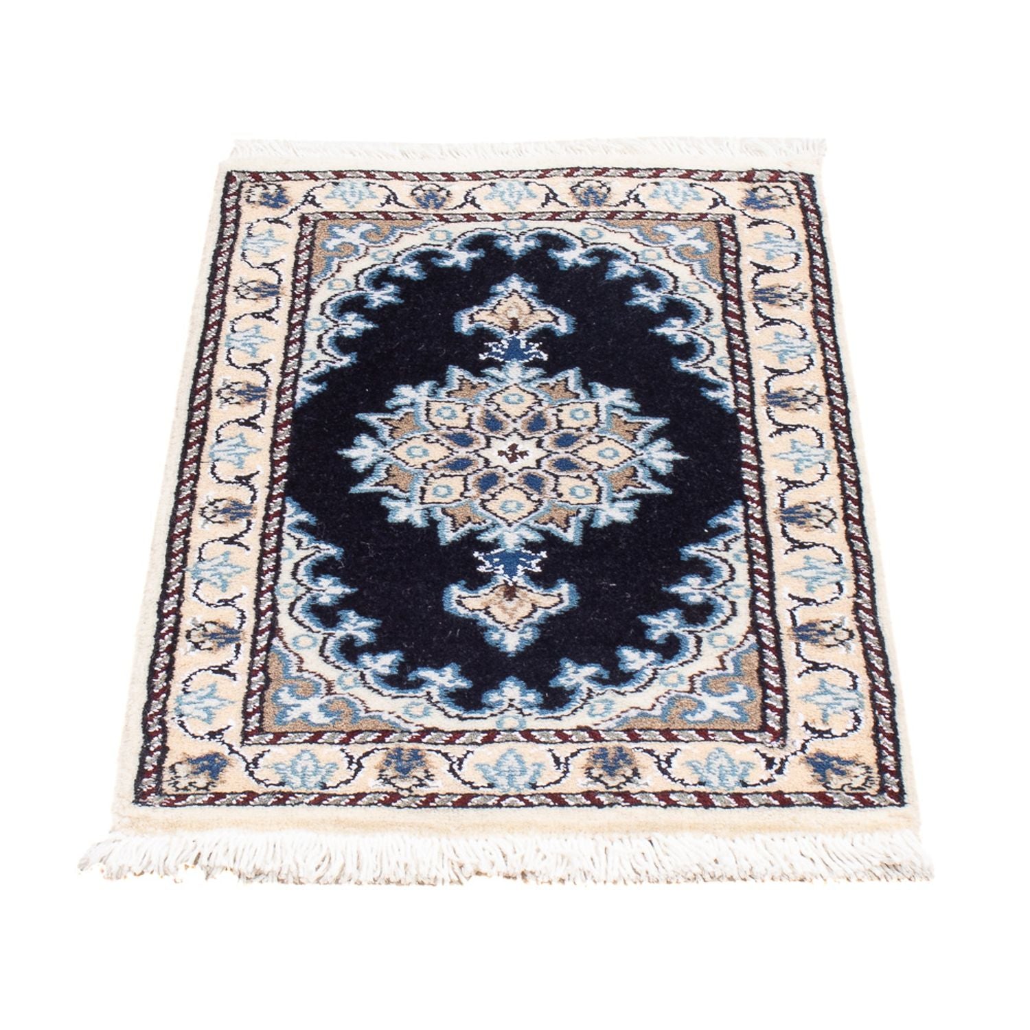 Alfombra Persa - Nain - Real - 60 x 40 cm - azul oscuro