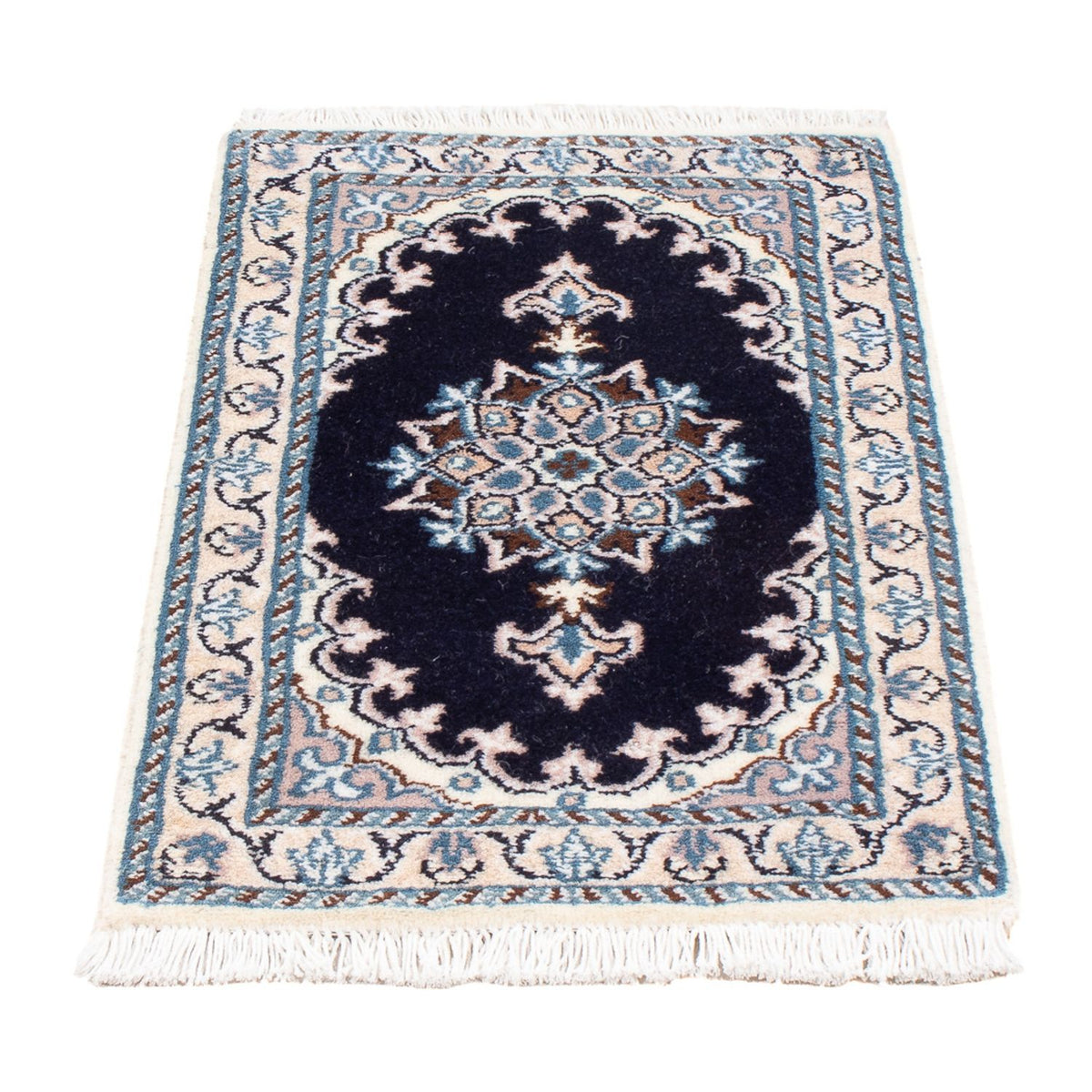 Alfombra Persa - Nain - Real - 60 x 40 cm - azul oscuro