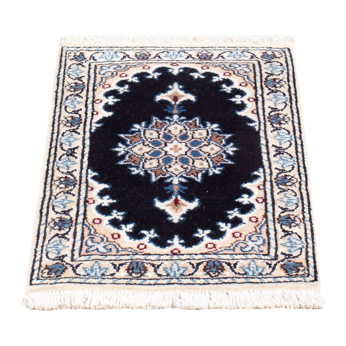 Alfombra Persa - Nain - Real - 60 x 40 cm - azul oscuro