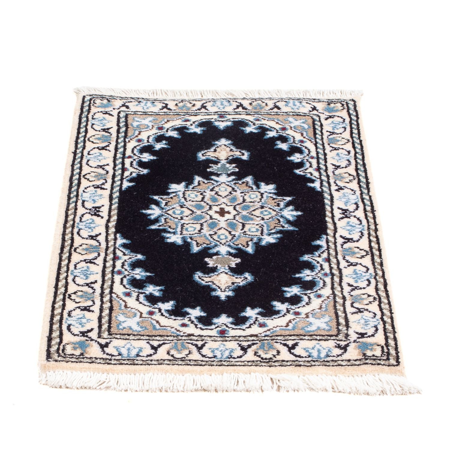 Alfombra Persa - Nain - Real - 60 x 40 cm - azul oscuro