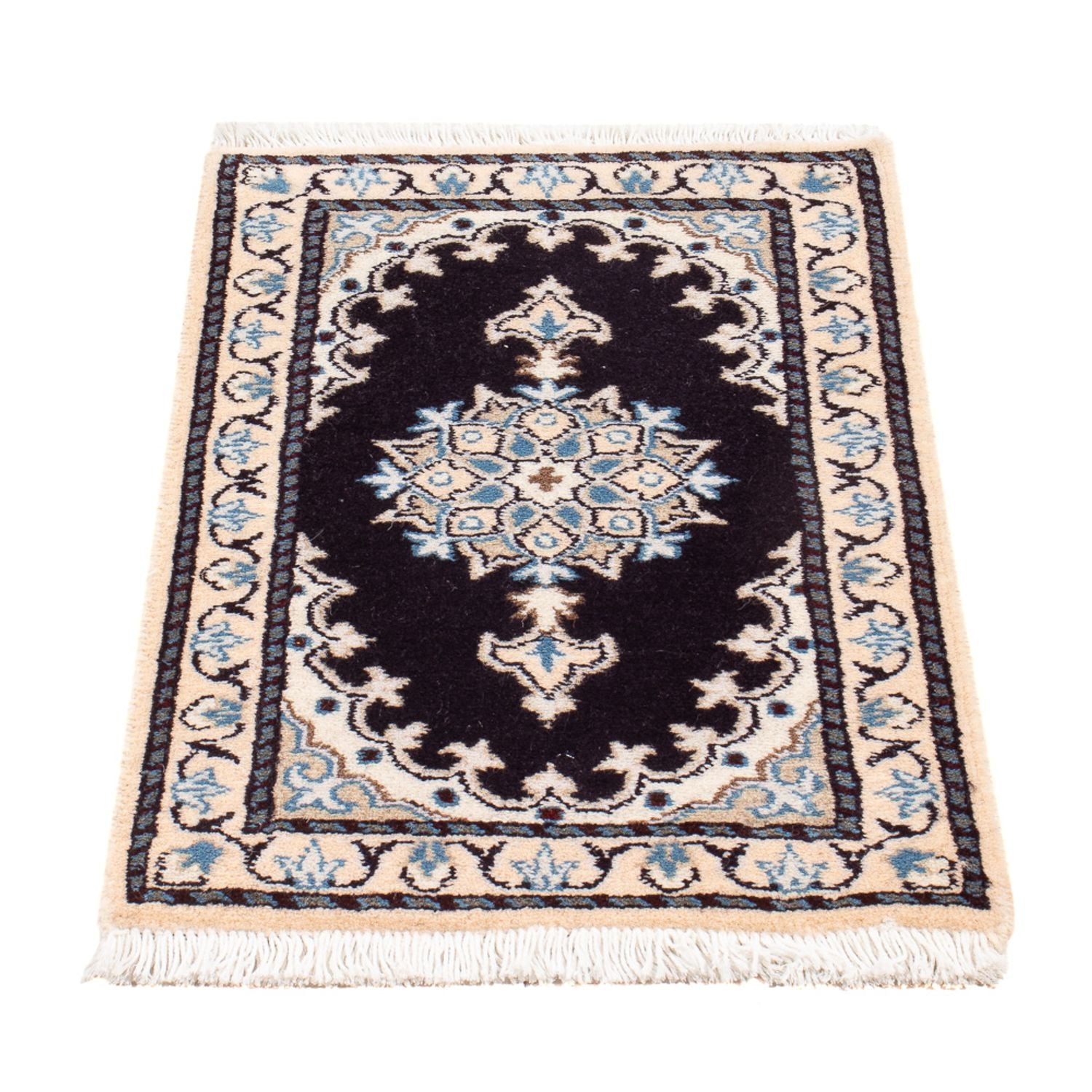 Alfombra Persa - Nain - Real - 60 x 40 cm - azul oscuro