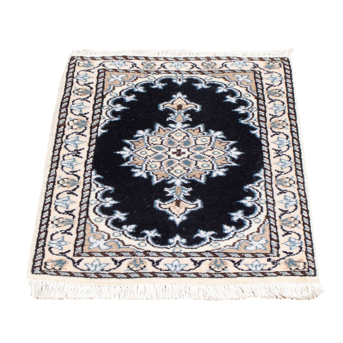 Alfombra Persa - Nain - Real - 60 x 40 cm - azul oscuro