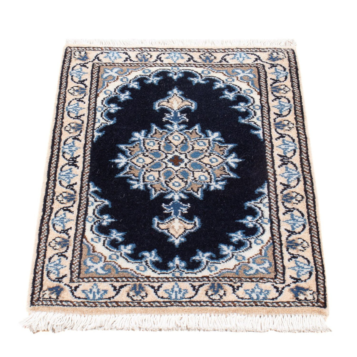 Alfombra Persa - Nain - Real - 60 x 40 cm - azul oscuro