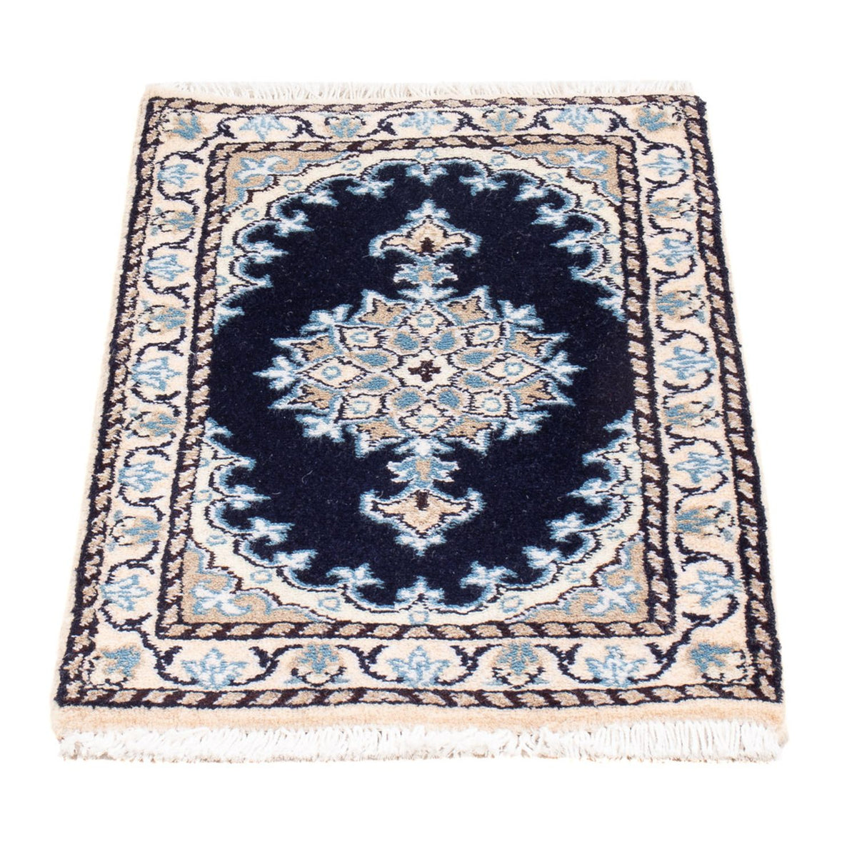 Alfombra Persa - Nain - Real - 60 x 40 cm - azul oscuro